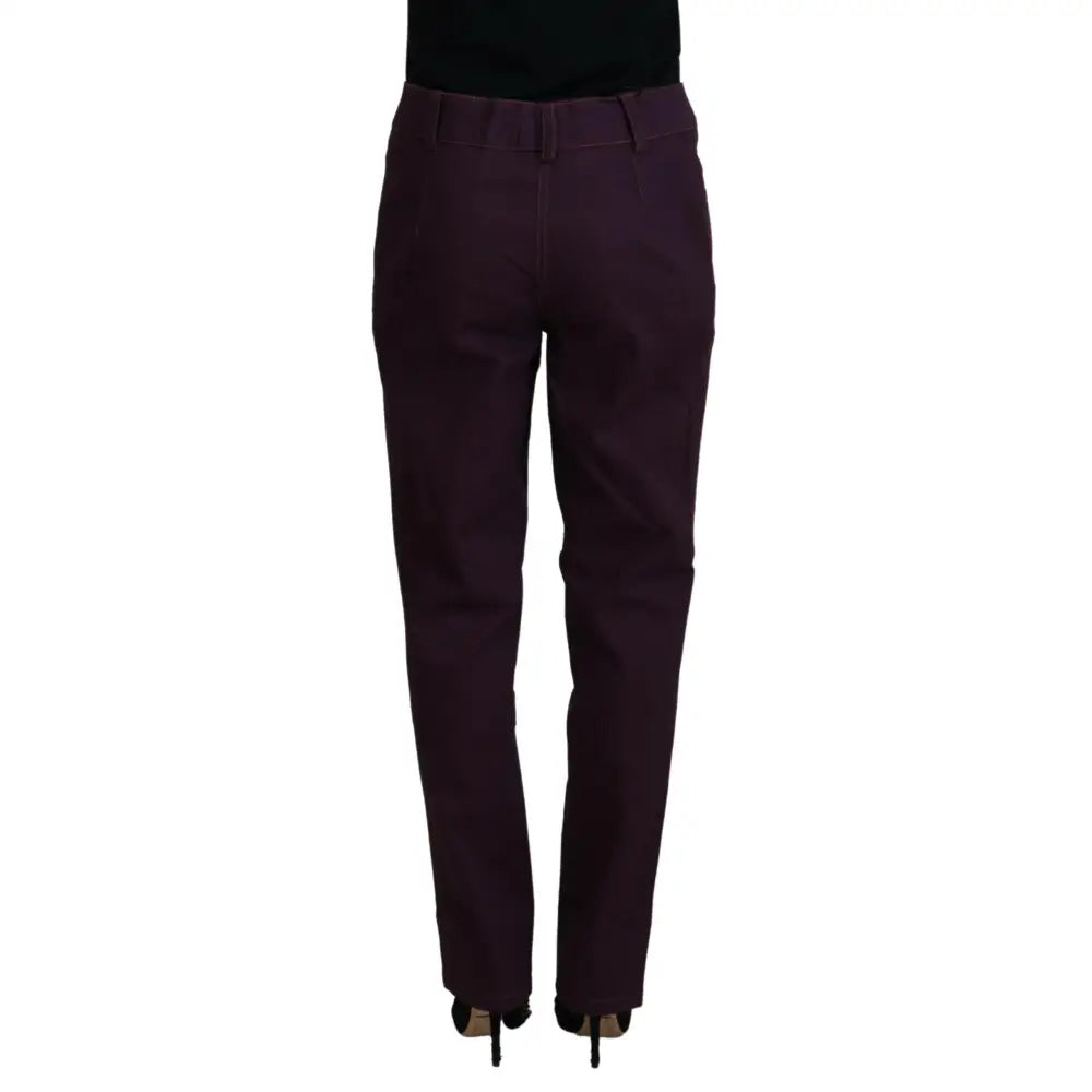 BENCIVENGA Purple Cotton Mid Waist Women Tapered Pants