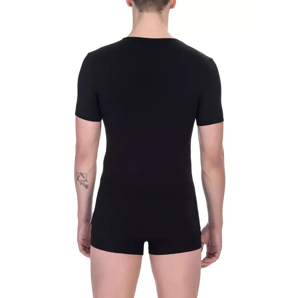 Bikkembergs black cotton men t-shirt, short-sleeved fitted design