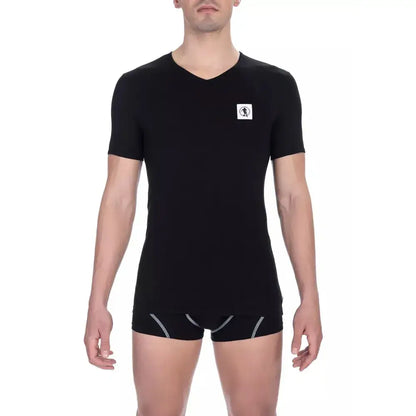 Bikkembergs Black Cotton Men's V-Neck T-Shirt