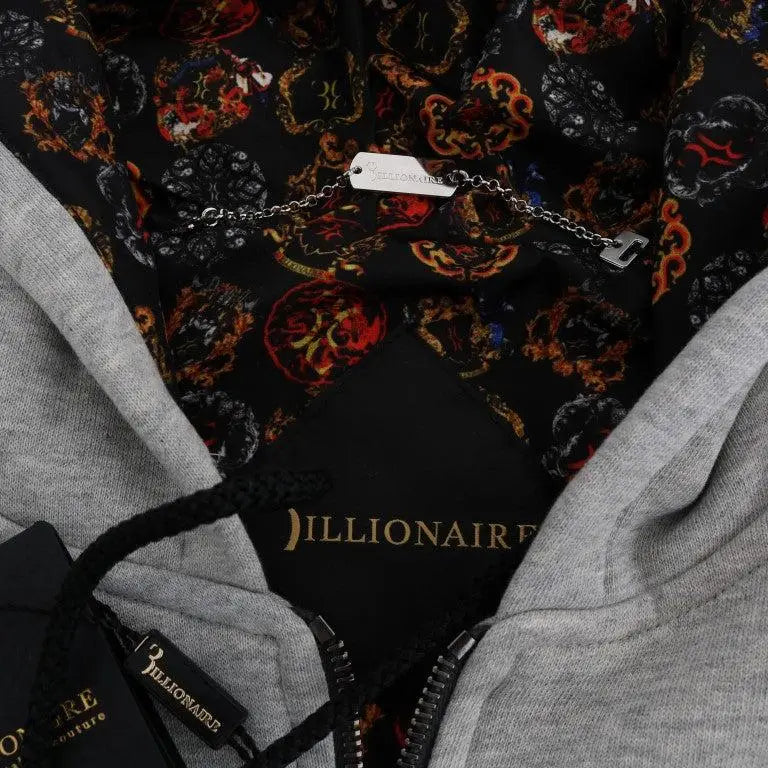 Billionaire Italian Couture Gray Cotton Hooded Sweatsuit