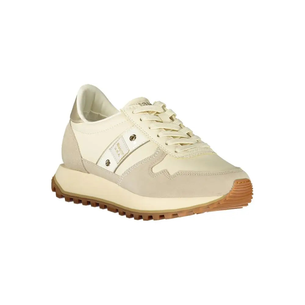 Blauer beige leather women sneaker i cremede semsket og læder med tan gummisål