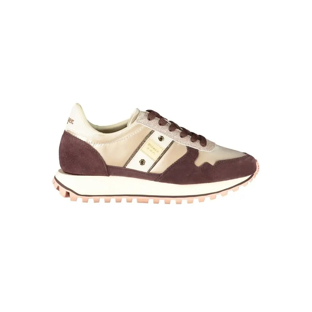 Blauer beige leather kvinders sneakers i brun og beige