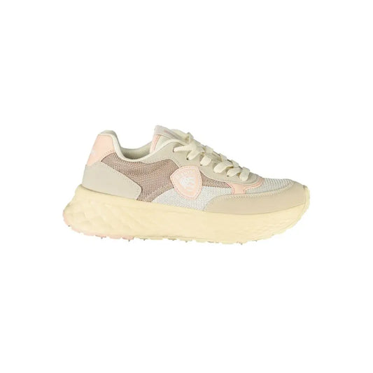 Blauer beige polyurethane kvinders sneaker i pastel pink og beige mesh med chunky tekstureret sål