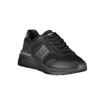 Blauer black polyester sneakers i sort mesh og syntetisk læder med rektangulært logo