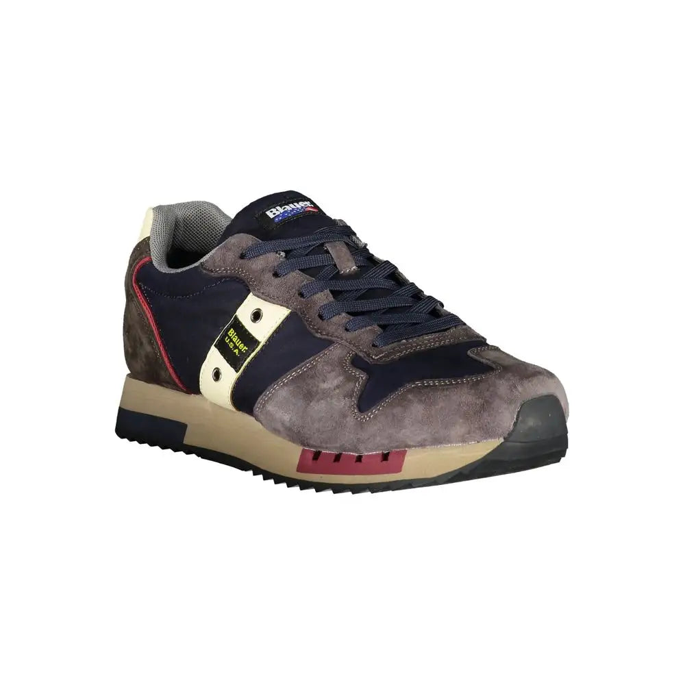 Blauer sleek blue designer sneakers i grå suede med navy og cremede accenter