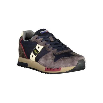 Blauer sleek blue designer sneakers i grå suede med navy og cremede accenter