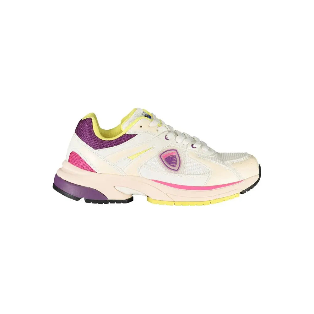 Blauer white polyester women sneakers med lilla, pink og gule accenter