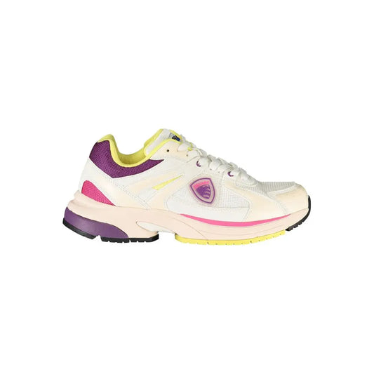 Blauer white polyester women sneakers med lilla, pink og gule accenter