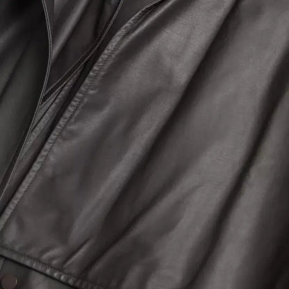 Bottega Veneta Black Leather Men Waterproof Trenchcoat Jacket