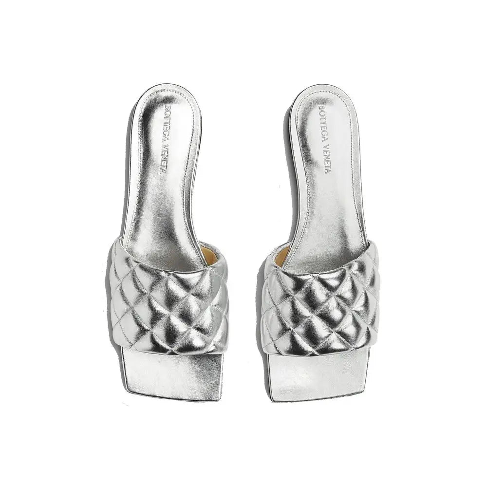 Bottega Veneta Silver Calfskin Sandals - 36 - Sandaler