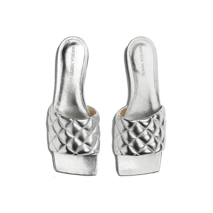 Bottega Veneta Silver Calfskin Sandals - 36 - Sandaler