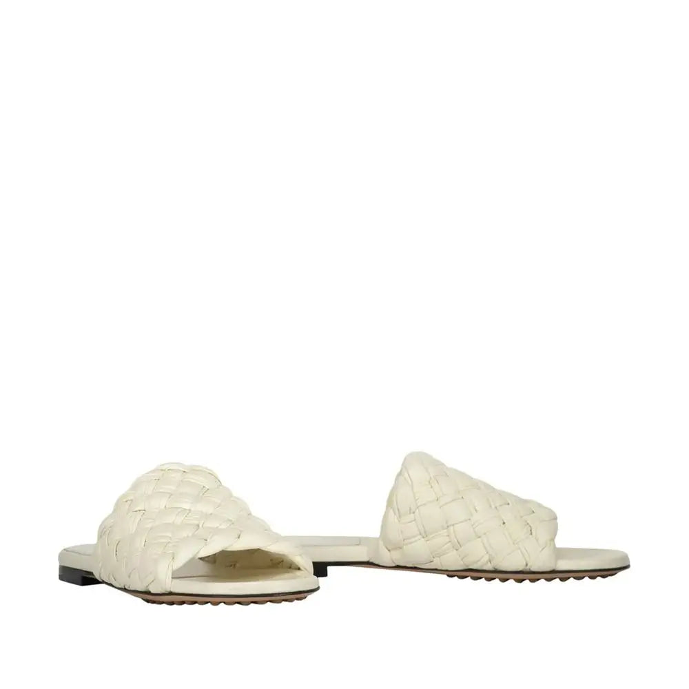 Bottega Veneta White Lamb Leather Mules - Ballerinasko