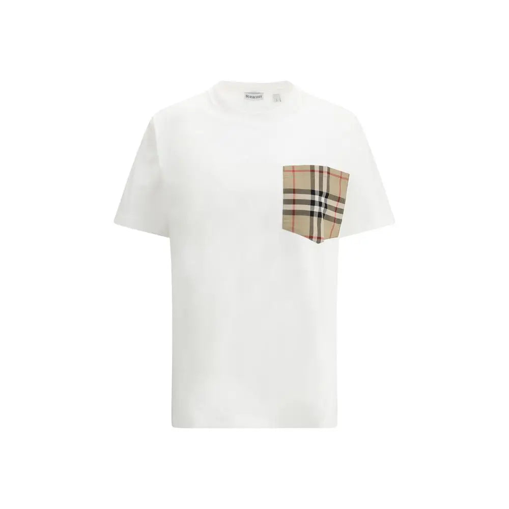 Hvid Burberry Archive Check t-shirt med klassisk mønsteret lomme