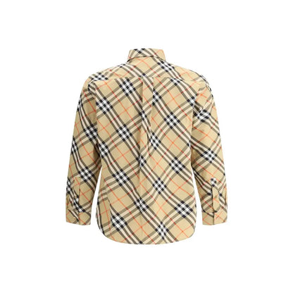 Burberry Archive Check langærmet skjorte i beige, sort og orange plaid med klassisk krave