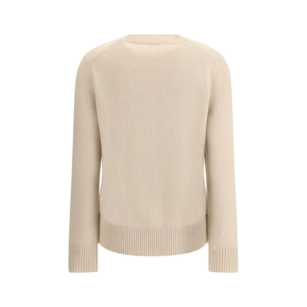 Burberry beige cashmere sweater med rib-strik, rund hals og lange ærmer