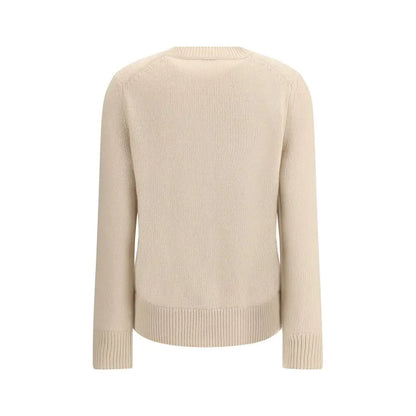 Burberry beige cashmere sweater med rib-strik, rund hals og lange ærmer