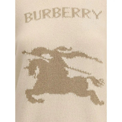 Beige cashmere sweater med Burberry ridder-logo i broderi
