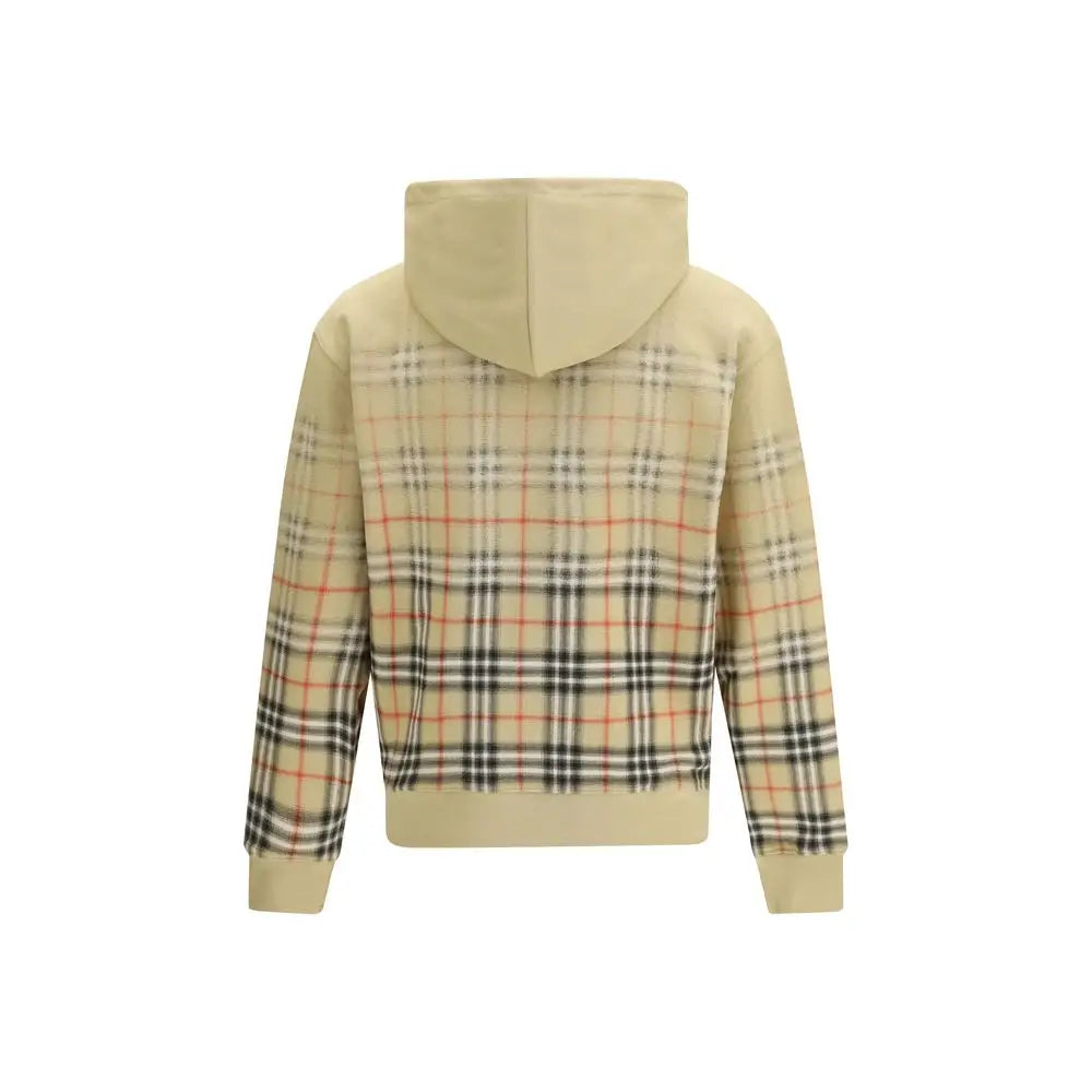 Burberry beige cotton sweatshirt med signatur plaid mønster
