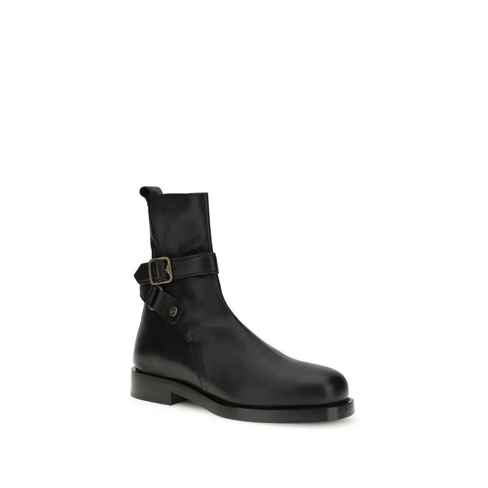 Burberry black calf leather Bos Taurus ankle boots with buckle and heel