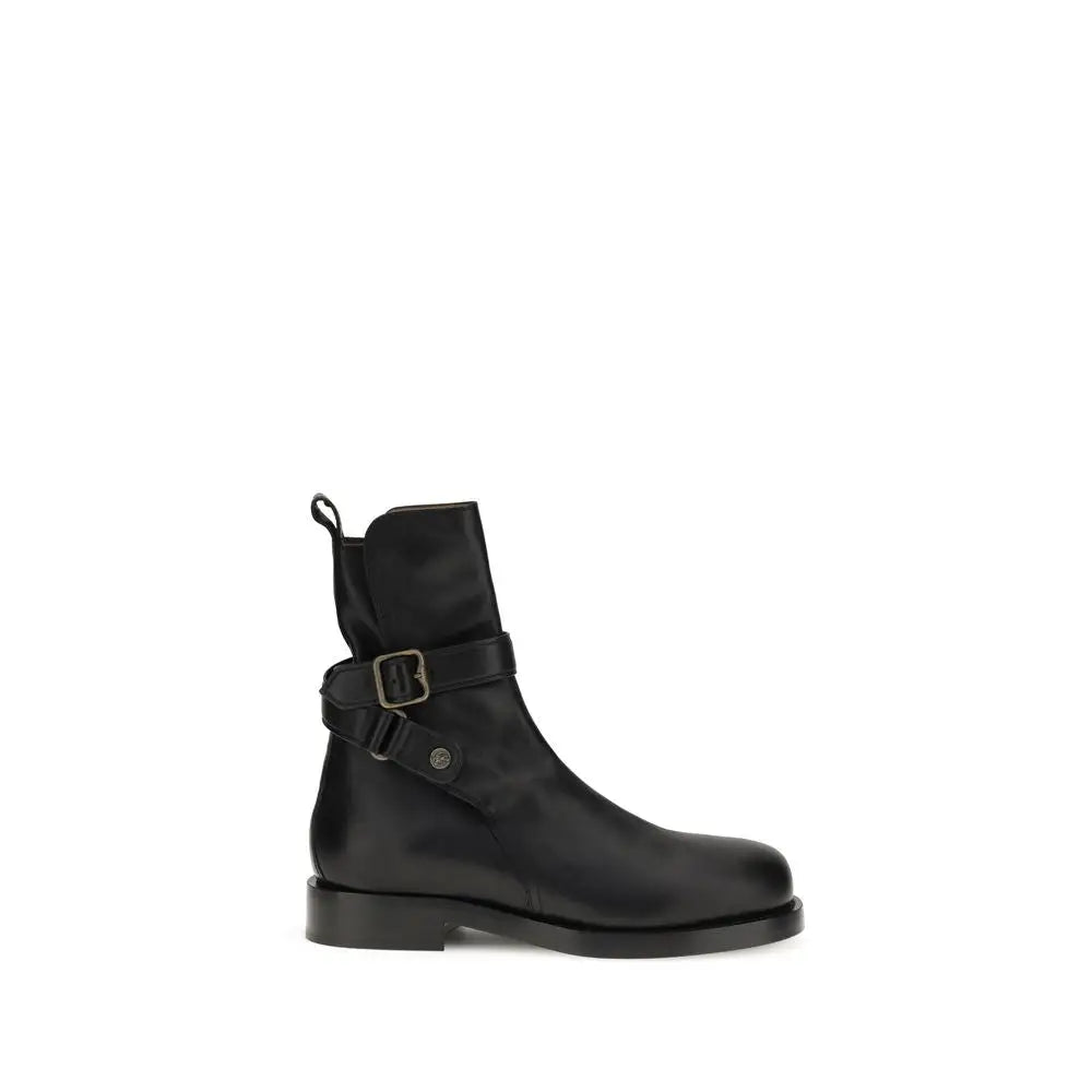 Burberry black calf leather Bos Taurus ankle boots med spænde og trækflik