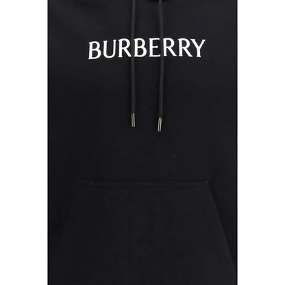 Burberry sort bomuldssweatshirt med hvid logo og sølvspidse snører