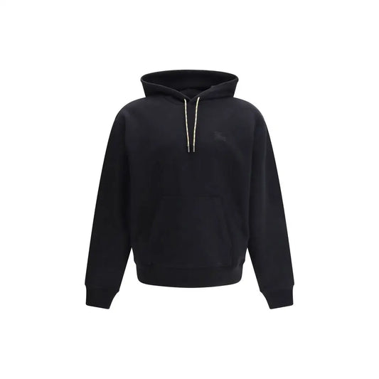 Burberry black cotton sweatshirt with white drawstrings and embroidered logo