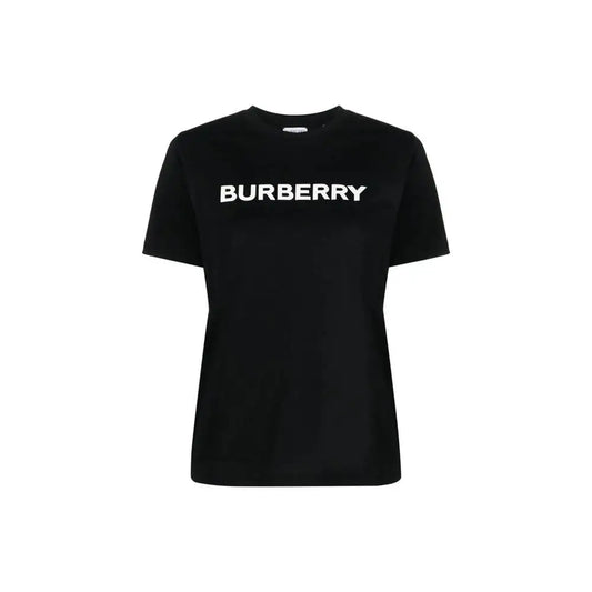 Burberry black cotton t-shirt med hvidt logo på brystet