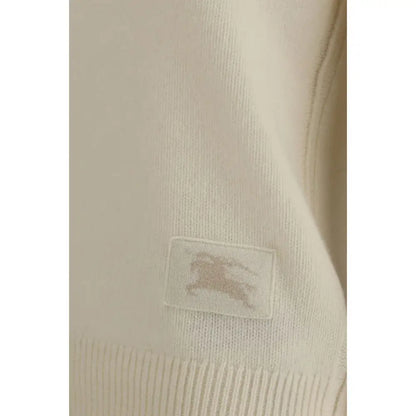 Burberry cremede cashmere sweater med logo-patch, 100% originale brands