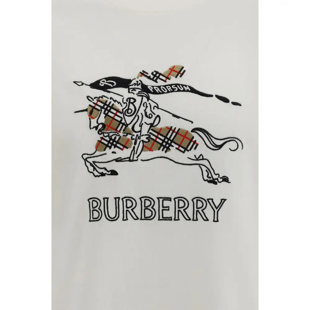 Burberry cream cotton t-shirt with black knight and check pattern