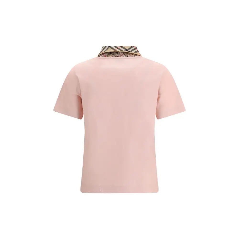Burberry multicolor cotton polo skjorte i blødt pink med ternet krave