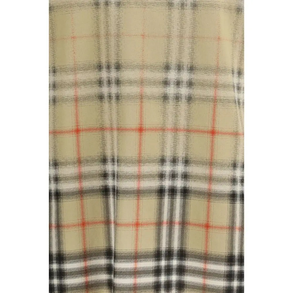 Burberry multicolor cotton t-shirt med beige sort hvid rød ternmønster halsduk