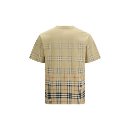 Burberry multicolor cotton t-shirt med klassisk ternmønster i beige