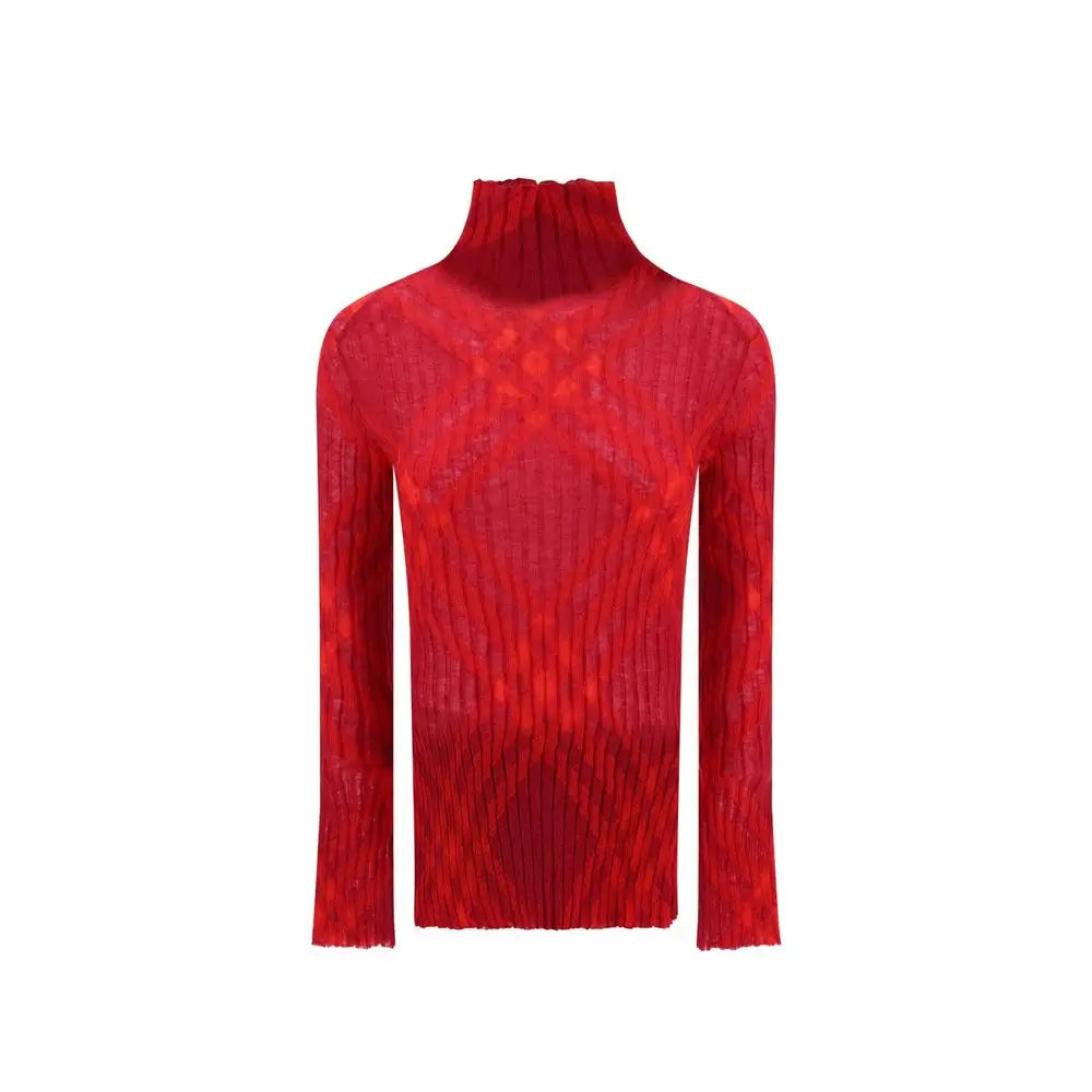 Burberry multicolor mohair sweatshirt med rød ribbet turtleneck og gradient