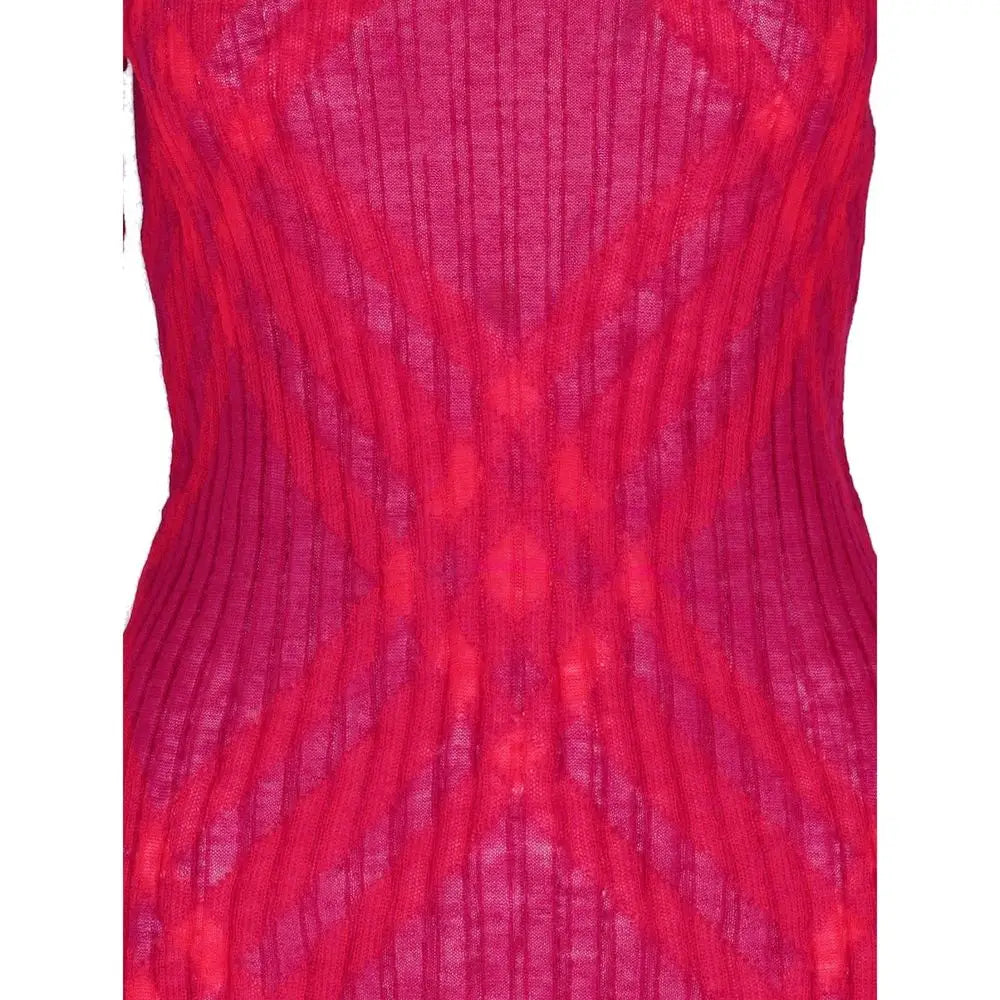 Vibrant fuchsia Burberry multicolor mohair sweatshirt med ribbet strik og diamantmønster