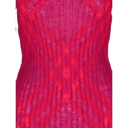 Vibrant fuchsia Burberry multicolor mohair sweatshirt med ribbet strik og diamantmønster