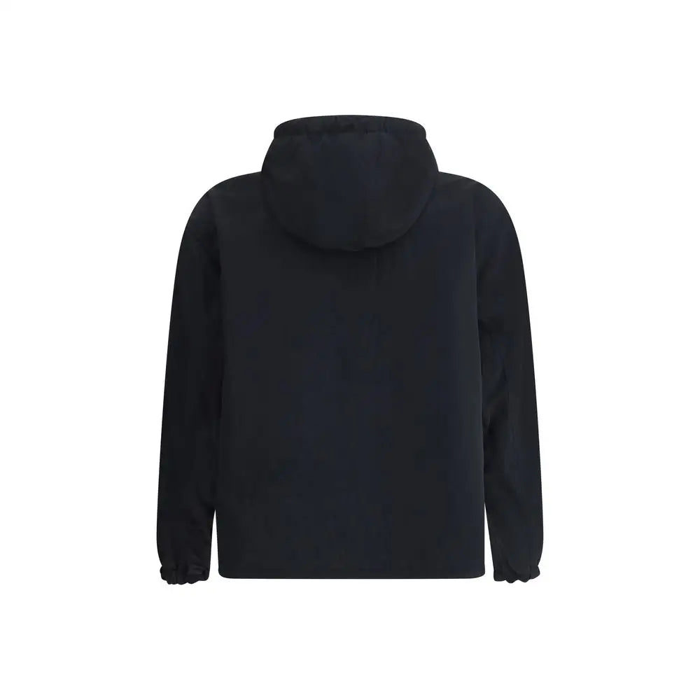 Burberry multicolor polyester coat med sort hætte og ribbet manchetter