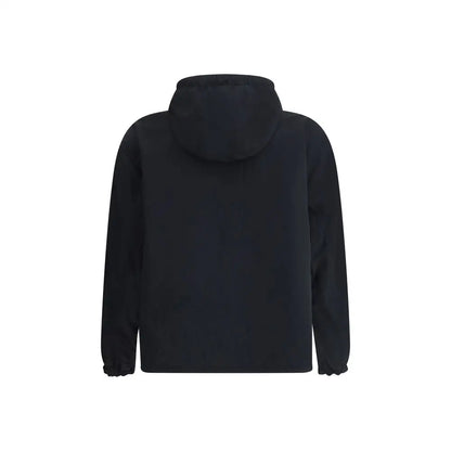 Burberry multicolor polyester coat med sort hætte og ribbet manchetter