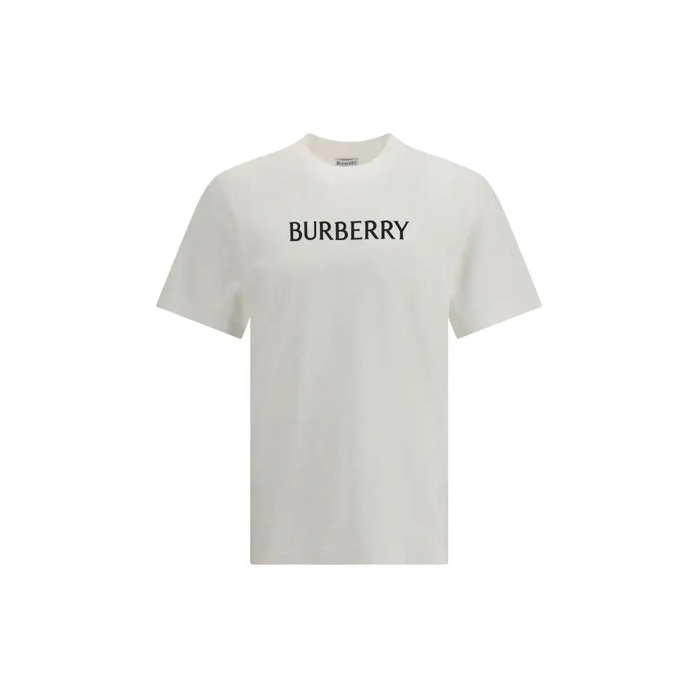 Hvide bomulds t-shirt fra Burberry med sort logo på brystet