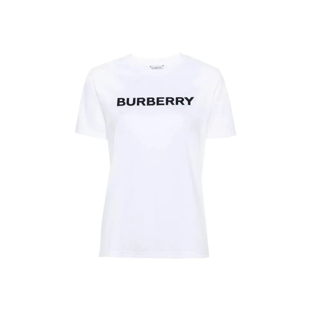 Hvid Burberry t-shirt med sort logo, 100% originale brands fra outlet mærkevarer