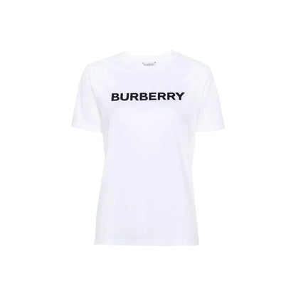 Hvid Burberry t-shirt med sort logo, 100% originale brands fra outlet mærkevarer