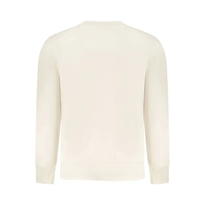 Calvin Klein beige bomuldssweater i cremfarvet langærmet crewneck