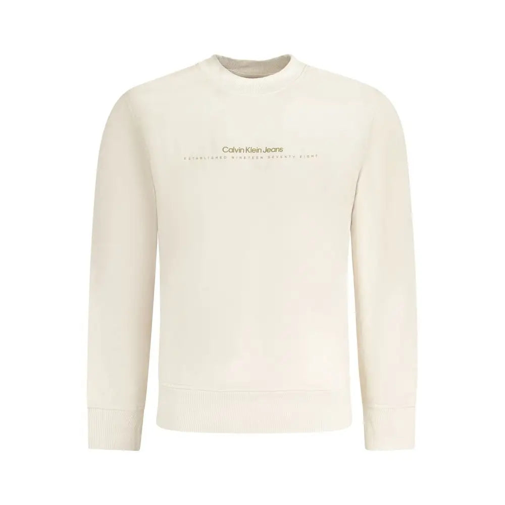 Calvin Klein beige cotton sweater med grå branding