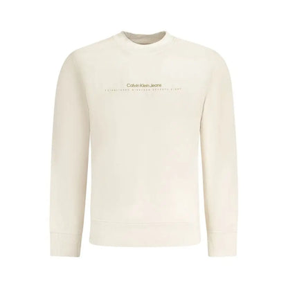 Calvin Klein beige cotton sweater med grå branding