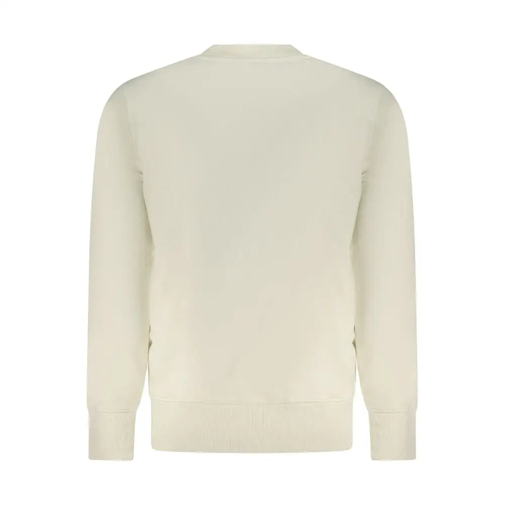 Calvin Klein beige cotton sweater med ribbed manchetter og kant