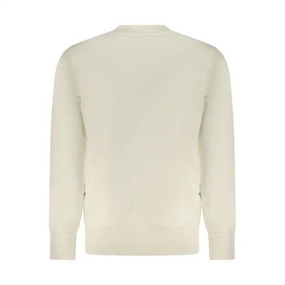 Calvin Klein beige cotton sweater med ribbed manchetter og kant