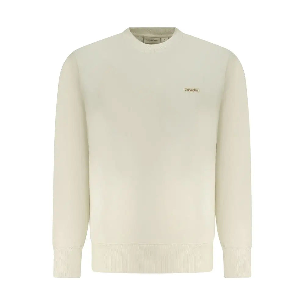 Calvin Klein beige cotton crewneck sweatshirt with embroidered logo