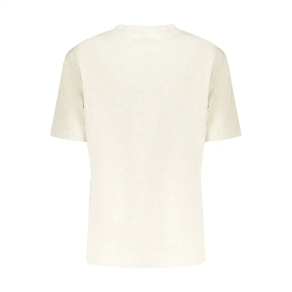 Calvin Klein beige bomuldstrøje til kvinder, cremfarvet med kortærmet rund hals