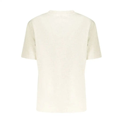 Calvin Klein beige bomuldstrøje til kvinder, cremfarvet med kortærmet rund hals