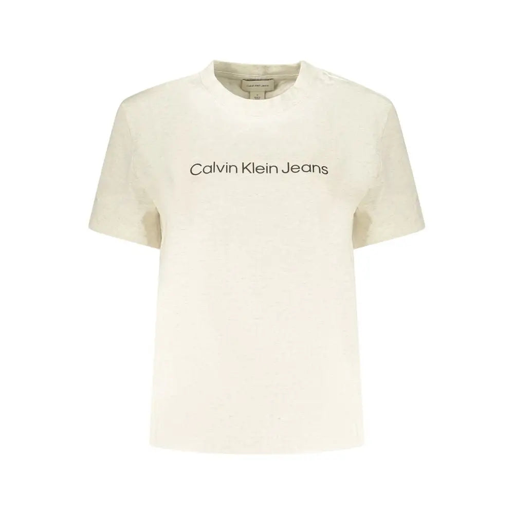 Calvin Klein beige t-shirt med sort logo på brystet