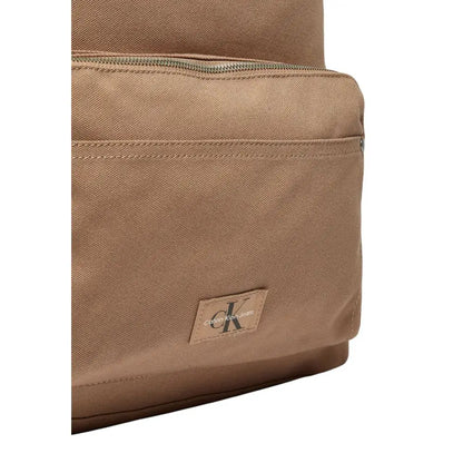 Calvin klein beige recycled polyester backpack med tan canvas væv